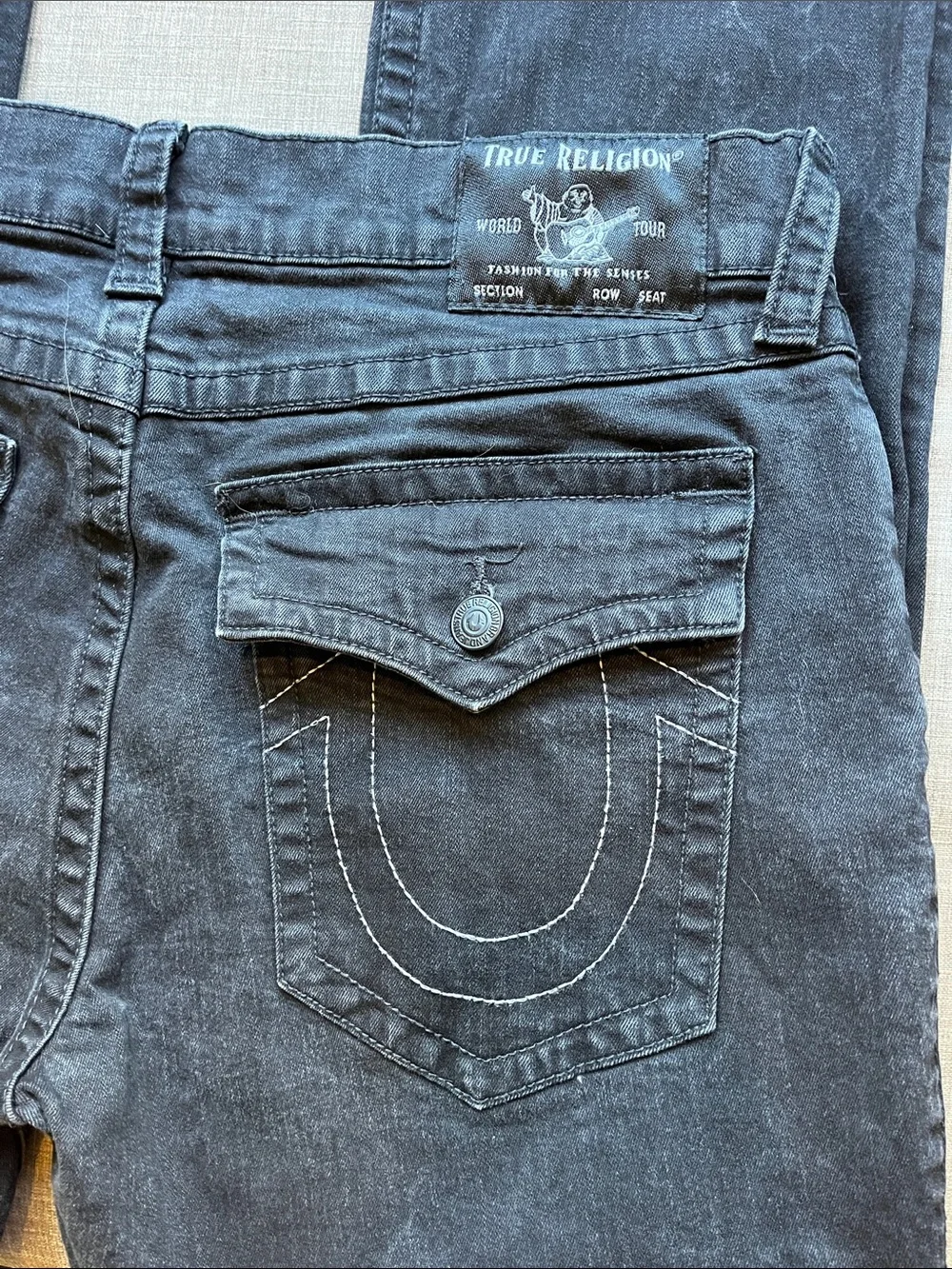 True Religion Ricky Relaxed Straight Black Jeans 40